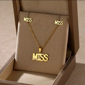 316L Stainless steel gold plated Necklace and Earring Set